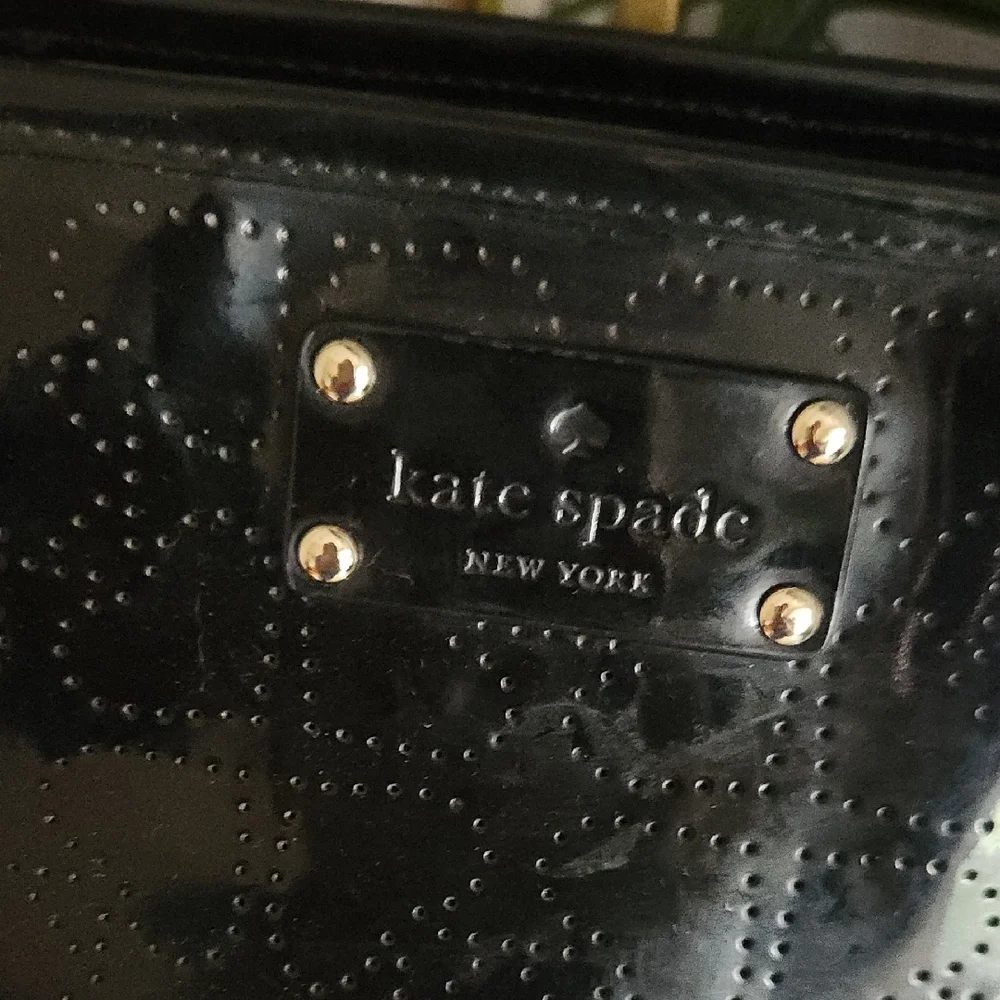 Kate Spade Perforated Patent Black Tote Bag